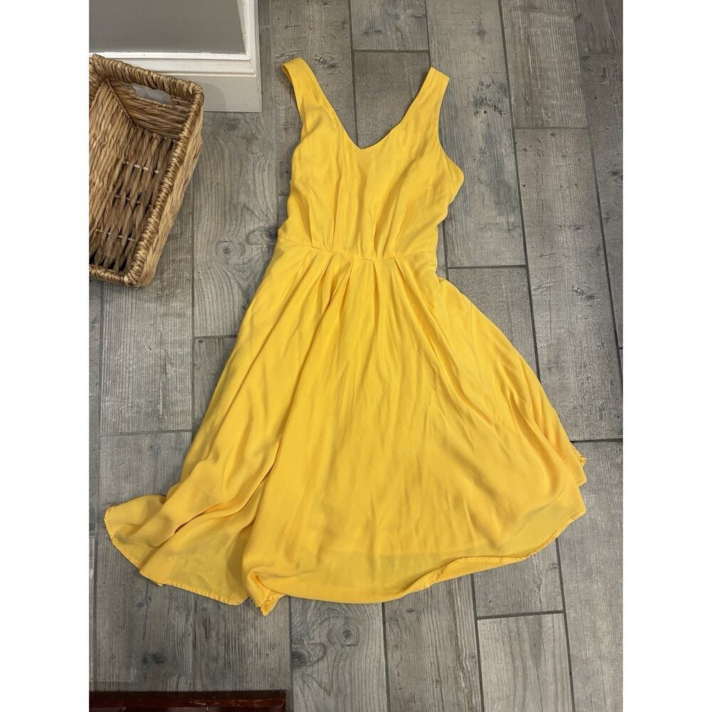 ModCloth Brilliant Motivation Yellow Dress Split Back Strap Sz S Fit & Flare - Picture 7 of 7